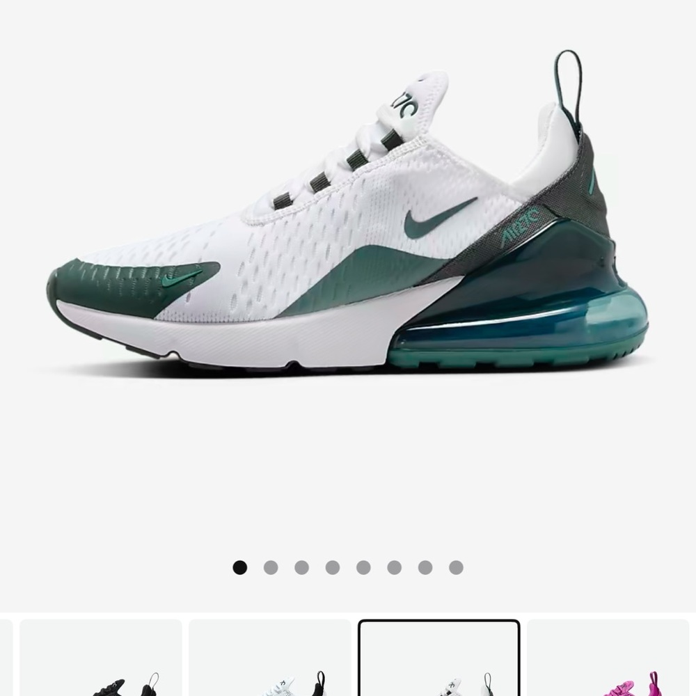 Nike Air Max 270 White and Green Sneakers